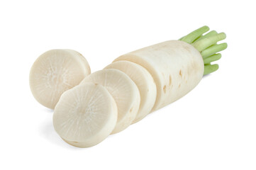 sliced Radish isolated on white background ,include clipping path