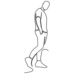 one line continuous drawing fashionable man using casual cloth