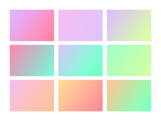 Fototapeta premium Vibrant and smooth pastel gradient soft colors set for devices, pc and modern smartphone screen backgrounds set vector ux and ui design illustration