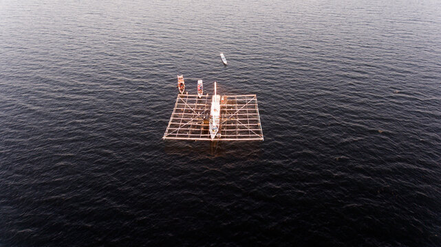 Traditional boat of fisherman from Sumbawa, Indonesia. Look like spider boat and local people called it Bagang.
