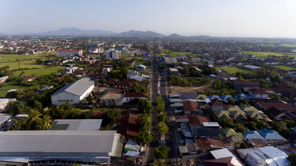 Obraz premium Aerial View Of Mataram City With The Traffic and The Road
