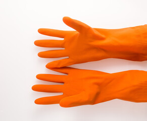Orange Industrial Rubber Hand Gloves
