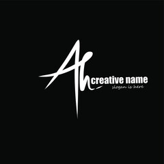 Ah Initial handwriting logo vector
