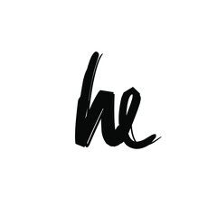 he Initial handwriting logo vector