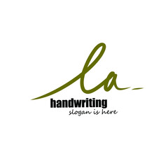 La Initial handwriting logo vector