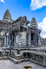 It's Close view of the Angkor Wat, Cambodia, the largest religious monument in the world, UNESCO World Heritage