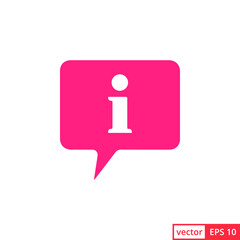 Information bubble speech vector icon, flat info help sign mark isolated. EPS 10