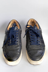 sneakers dirty isolated on white background, Footwear for outdoor activities,