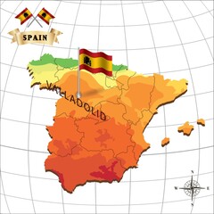 map of spain with valladolid