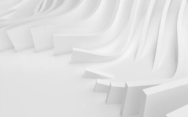 Abstract Curved Shapes. White Circular Background.