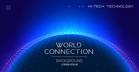 Abstract technology internet. World map network connection global business future. Futuristic background, outer space. © Andrey KENO
