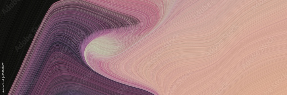Poster abstract decorative banner design with tan, very dark blue and old mauve colors. fluid curved lines with dynamic flowing waves and curves for poster or canvas