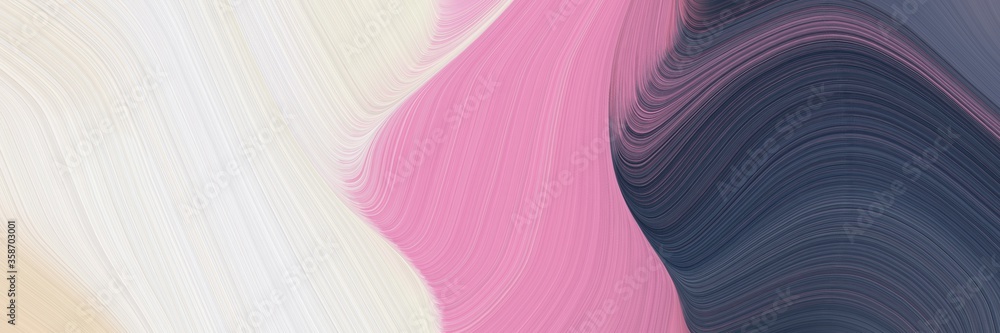 Poster abstract artistic designed horizontal banner with thistle, dark slate gray and linen colors. fluid curved lines with dynamic flowing waves and curves for poster or canvas