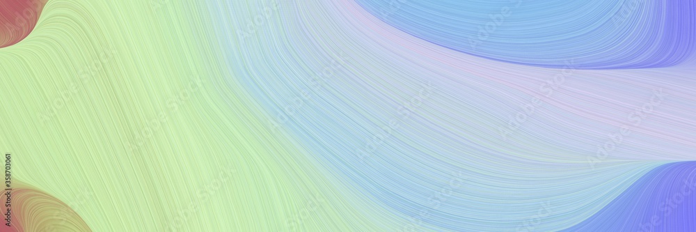 Fototapete abstract colorful horizontal header with light gray, powder blue and tea green colors. fluid curved 