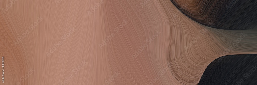 Poster abstract modern banner design with pastel brown, very dark blue and old mauve colors. fluid curved lines with dynamic flowing waves and curves for poster or canvas