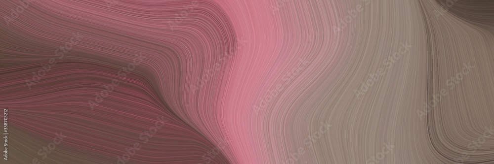 Poster abstract decorative horizontal banner with pastel brown, rosy brown and old mauve colors. fluid curved lines with dynamic flowing waves and curves for poster or canvas