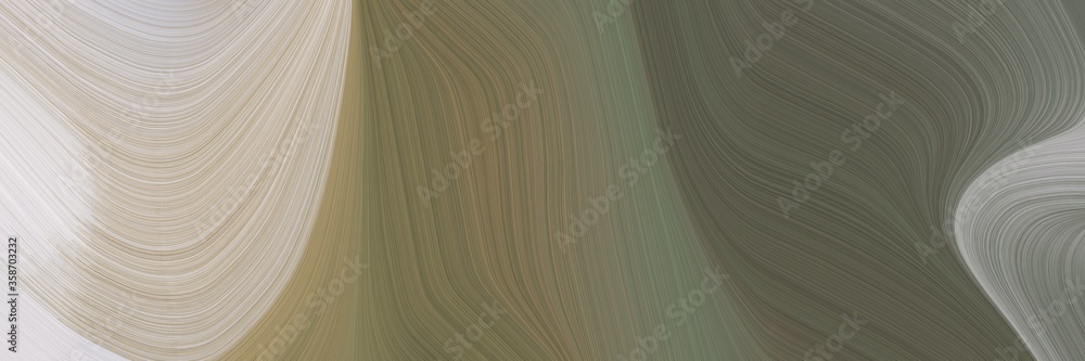 Poster abstract colorful designed horizontal banner with pastel brown, pastel gray and dim gray colors. fluid curved flowing waves and curves for poster or canvas
