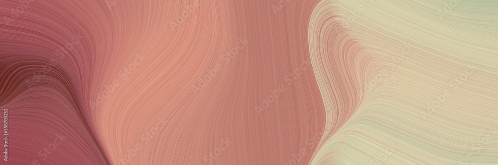 Poster abstract colorful horizontal banner with rosy brown, pastel gray and old mauve colors. fluid curved 