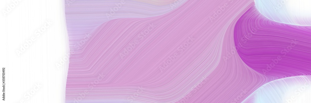 Poster abstract dynamic horizontal banner with plum, medium orchid and lavender colors. fluid curved flowin