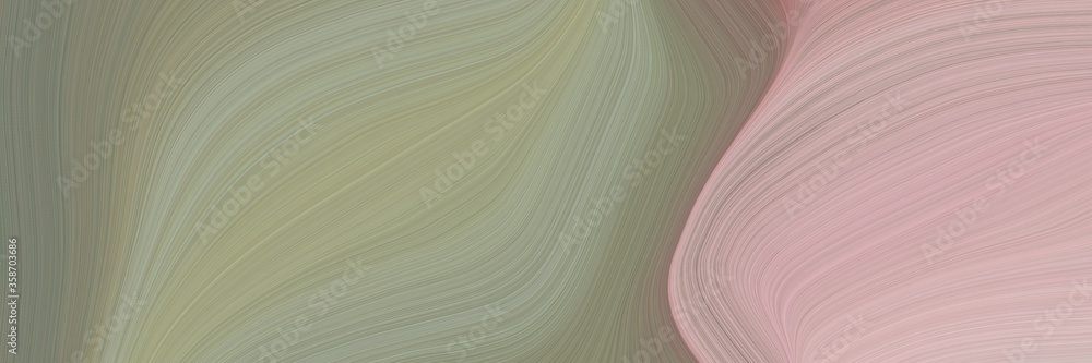 Aufkleber abstract modern horizontal banner with rosy brown, silver and dim gray colors. fluid curved lines wi