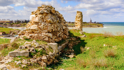 Rests of the Chersonesus,  an ancient Greek colony in the southwestern part of the Crimean Peninsula, known then as Taurica.