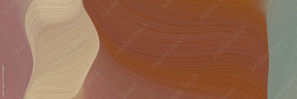 Poster abstract dynamic designed horizontal banner with brown, tan and gray gray colors. fluid curved flowi