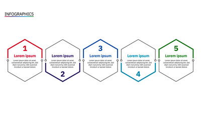 Flat style 5 infographics for corporate presentation and print design, social media