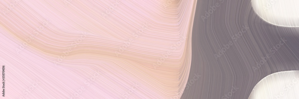 Poster abstract dynamic designed horizontal banner with pastel pink, gray gray and tan colors. fluid curved lines with dynamic flowing waves and curves for poster or canvas