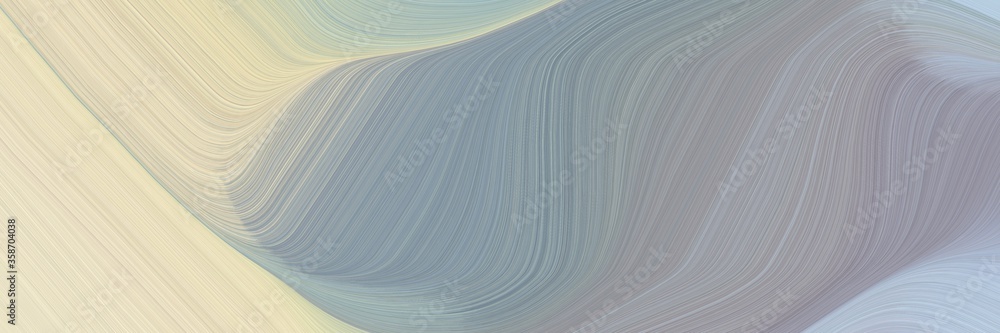 Fototapete abstract artistic designed horizontal banner with dark gray, wheat and ash gray colors. fluid curved lines with dynamic flowing waves and curves for poster or canvas