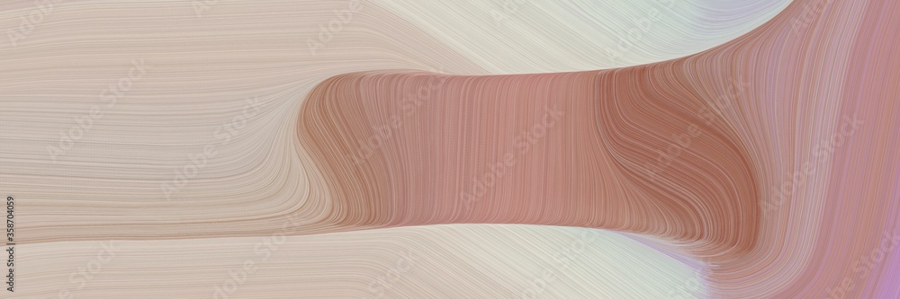 Poster abstract colorful horizontal banner with dark gray, silver and pastel brown colors. fluid curved lin