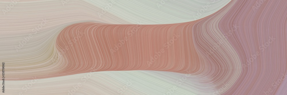 Poster abstract decorative designed horizontal header with rosy brown, pastel gray and silver colors. fluid curved lines with dynamic flowing waves and curves for poster or canvas