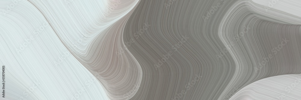 Poster abstract surreal horizontal banner with light gray, gray gray and silver colors. fluid curved flowin