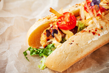 sandwith with chicken and vegetables