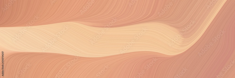 Poster abstract moving designed horizontal banner with dark salmon, skin and burly wood colors. fluid curve