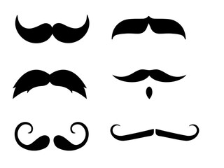 set of mustaches isolated on white background.