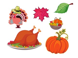 thanksgiving day icons set on white background