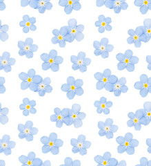 small blue flower on a white background. seamless pattern