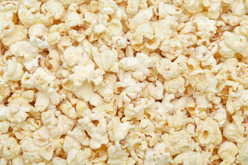 Popcorn background. Top view.