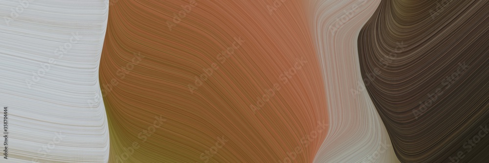 Poster abstract surreal designed horizontal banner with pastel brown, silver and brown colors. fluid curved