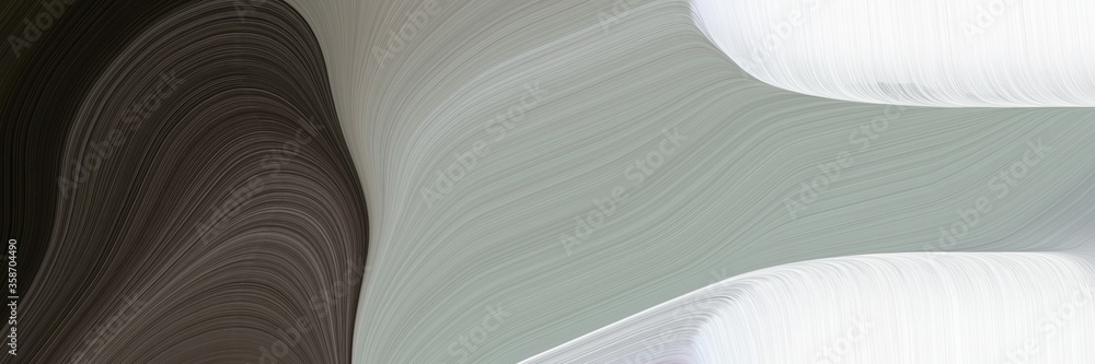 Poster abstract surreal banner design with dark gray, very dark green and white smoke colors. fluid curved 