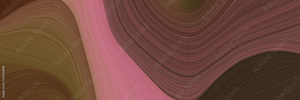 Poster abstract colorful horizontal header with old mauve, indian red and very dark green colors. fluid curved lines with dynamic flowing waves and curves for poster or canvas