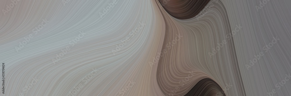 Poster abstract decorative horizontal header with gray gray, very dark violet and dim gray colors. fluid curved lines with dynamic flowing waves and curves for poster or canvas