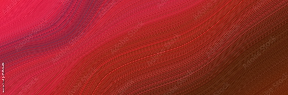 Poster abstract surreal designed horizontal banner with firebrick, dark red and chocolate colors. fluid curved flowing waves and curves for poster or canvas