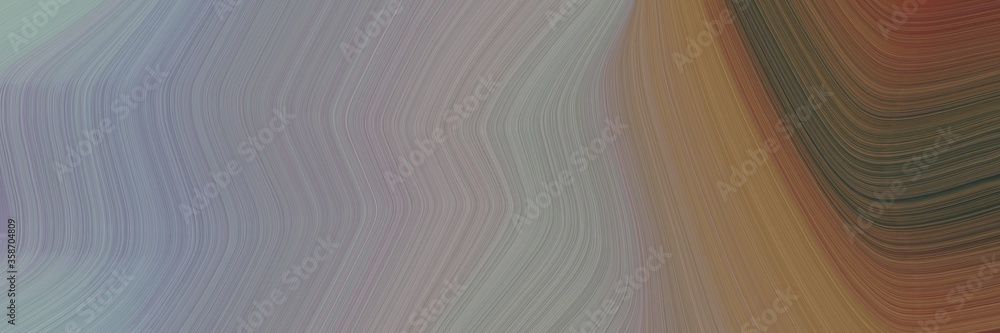 Poster abstract colorful designed horizontal header with gray gray, old mauve and pastel brown colors. fluid curved lines with dynamic flowing waves and curves for poster or canvas