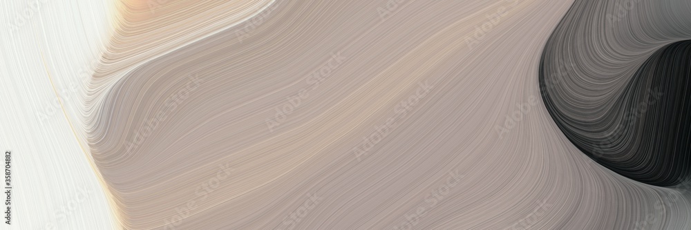 Fototapete abstract dynamic horizontal banner with dark gray, very dark blue and linen colors. fluid curved lin