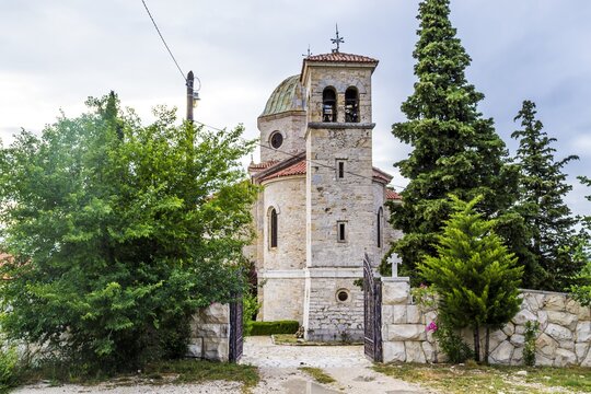Landscape shot of St. John orthodox church in Benkovac, Croatia