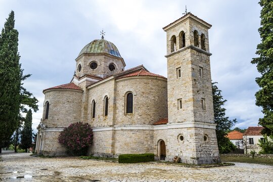 Landscape shot of St. John orthodox church in Benkovac, Croatia