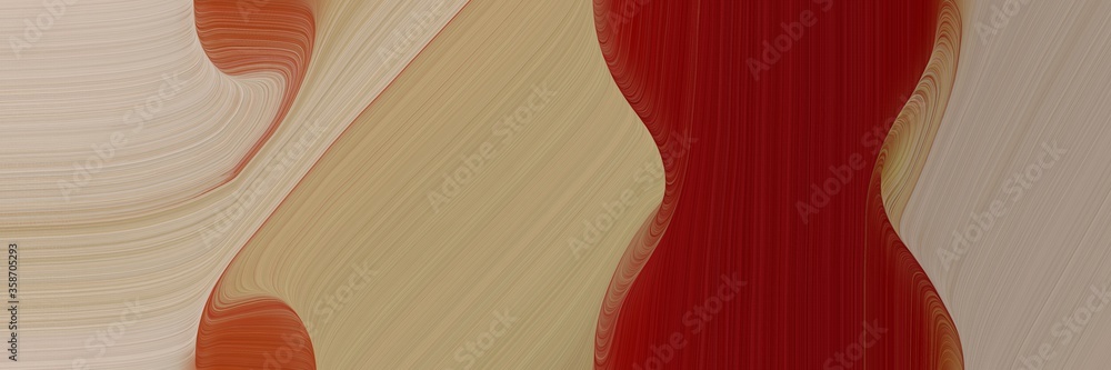 Aufkleber abstract artistic designed horizontal header with rosy brown, dark red and silver colors. fluid curved flowing waves and curves for poster or canvas