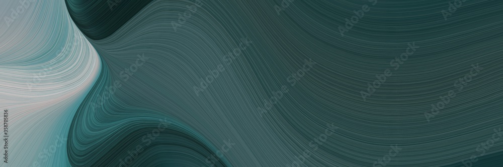 Poster abstract dynamic designed horizontal header with dark slate gray, dark gray and light slate gray colors. fluid curved flowing waves and curves for poster or canvas