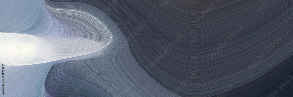 Fototapete abstract surreal designed horizontal banner with dark slate gray, light gray and dark gray colors. fluid curved lines with dynamic flowing waves and curves for poster or canvas